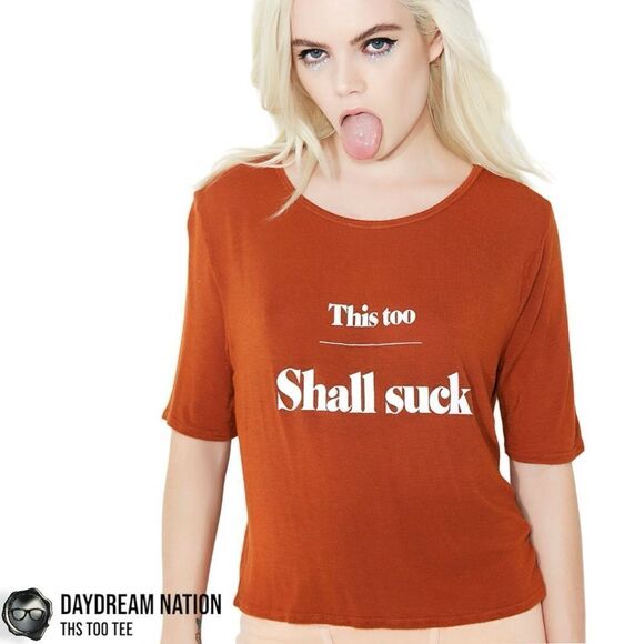 DAYDREAM NATION X DOLLS KILL THIS TOO GRAPHIC TEE SHIRT IN RUSTY BRONZE SIZE S - Picture 3 of 13
